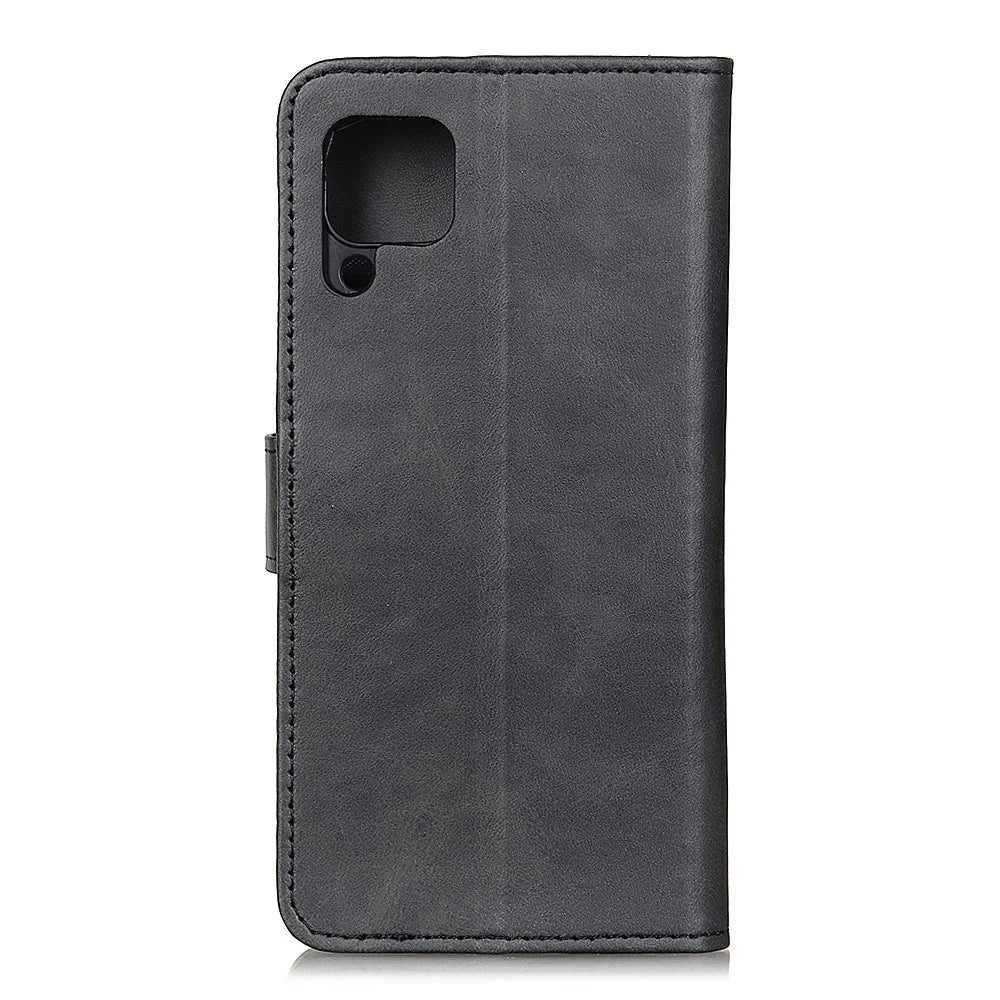 Phone Flip Case for Samsung Galaxy A12, Practical Supporting Stand Wallet PU Leather Protective Cover - Black - 3