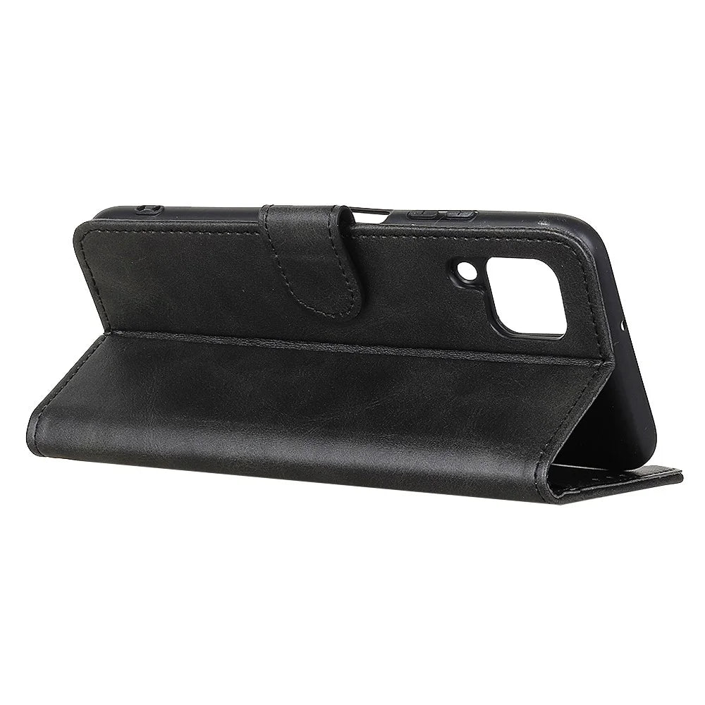 Phone Flip Case for Samsung Galaxy A12, Practical Supporting Stand Wallet PU Leather Protective Cover - Black - 4