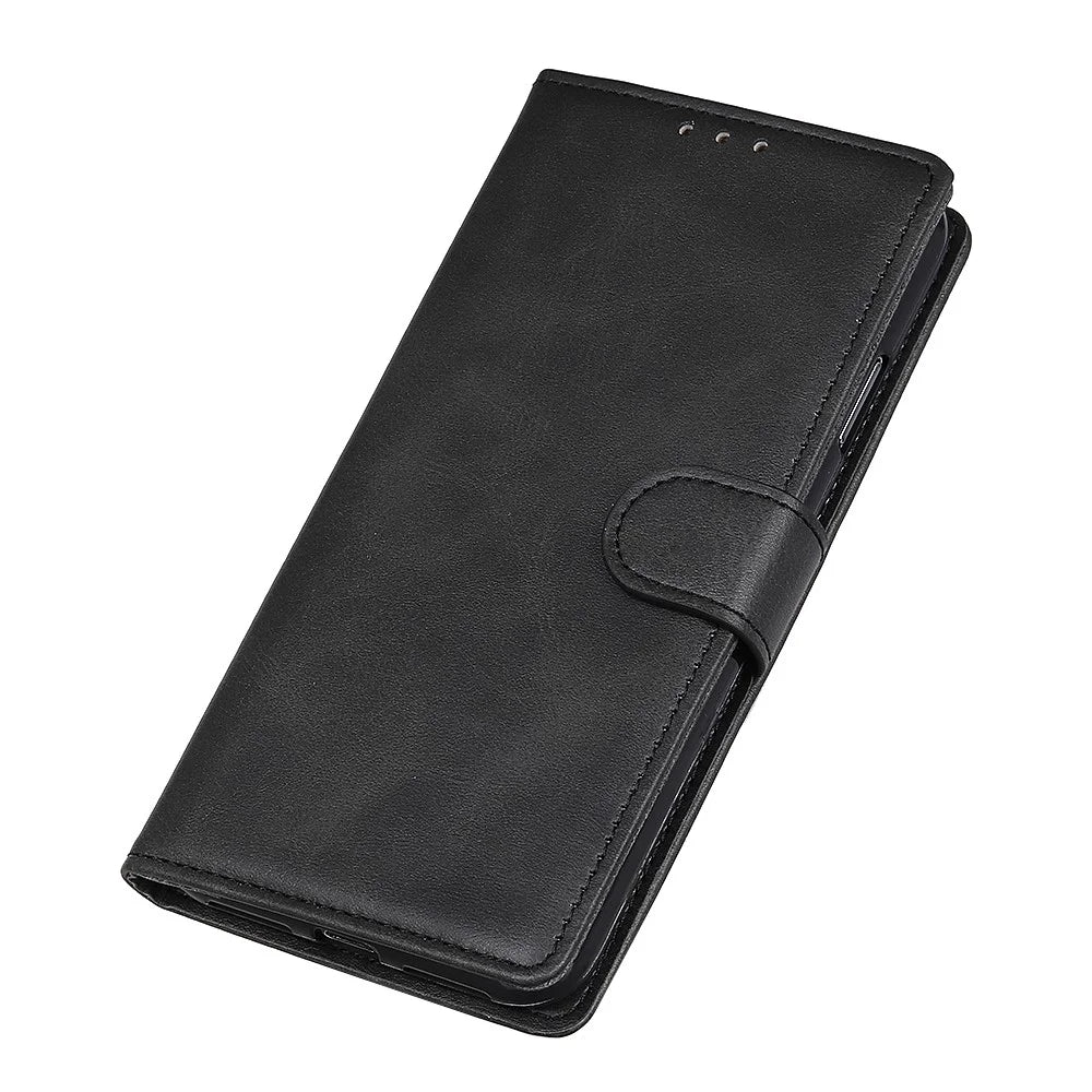 Phone Flip Case for Samsung Galaxy A12, Practical Supporting Stand Wallet PU Leather Protective Cover - Black - 6