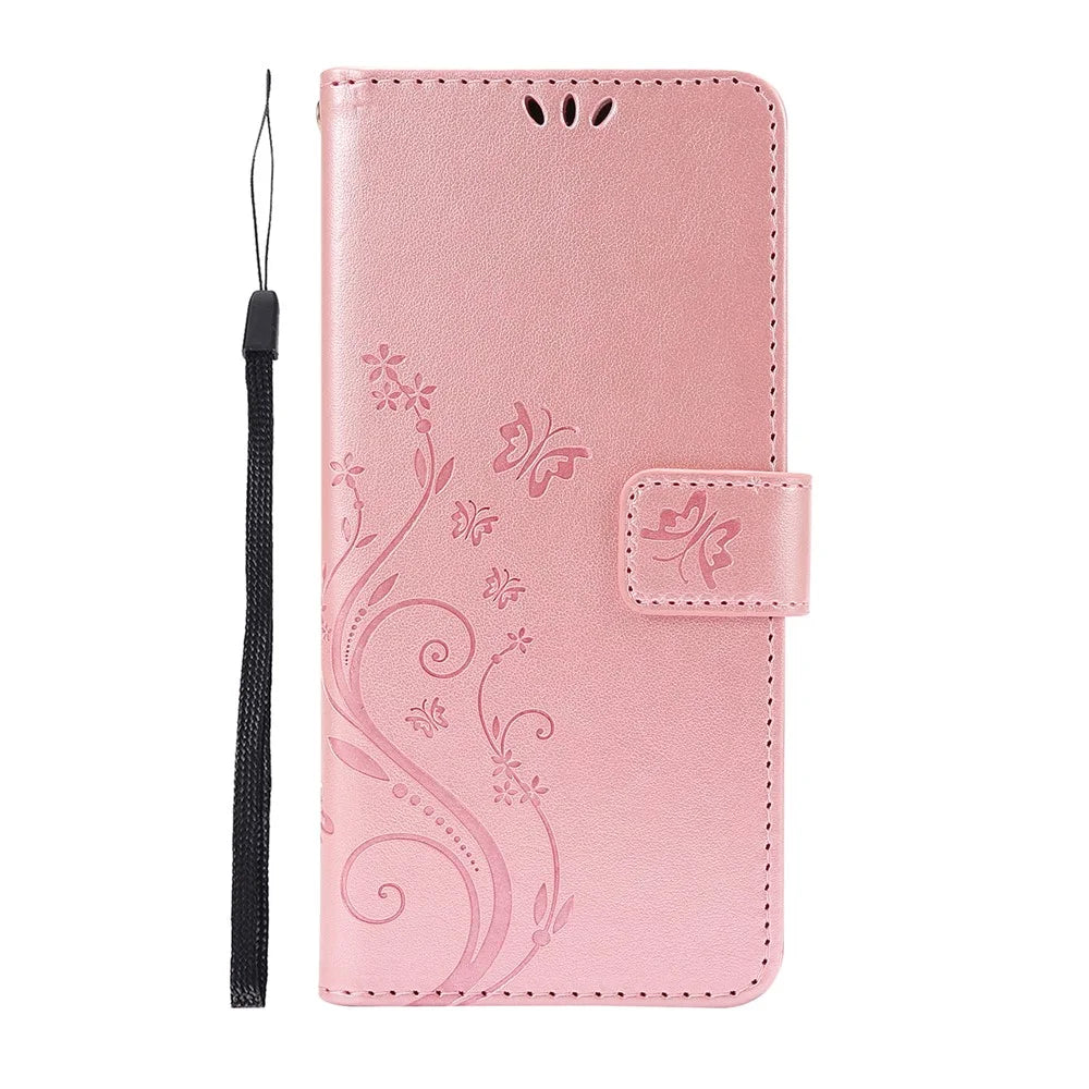 For Samsung Galaxy S20 FE 4G/5G/S20 Lite/S20 FE 2022 Butterfly Flower Imprinting Leather Wallet Case - Rose Gold - 2