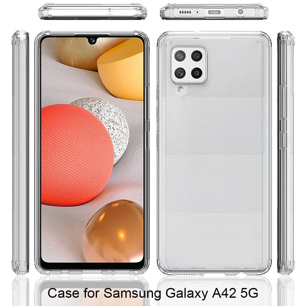 Anti-Scratch Hard Acrylic Back + Soft TPU Edge Super Slim Crystal Clear Hybrid Case for Samsung Galaxy A42 5G - Transparent - 2