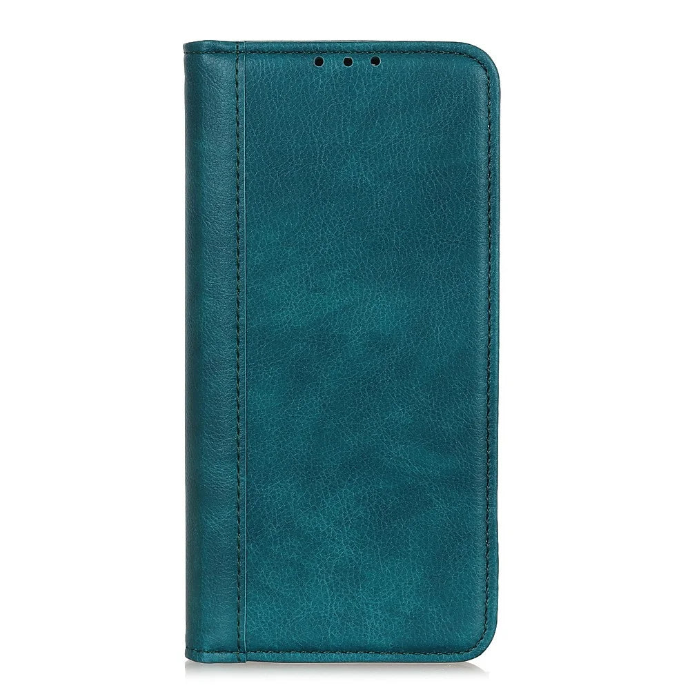 Retro Style Split Leather Case with Wallet + Stand for Samsung Galaxy A12 - Green - 2