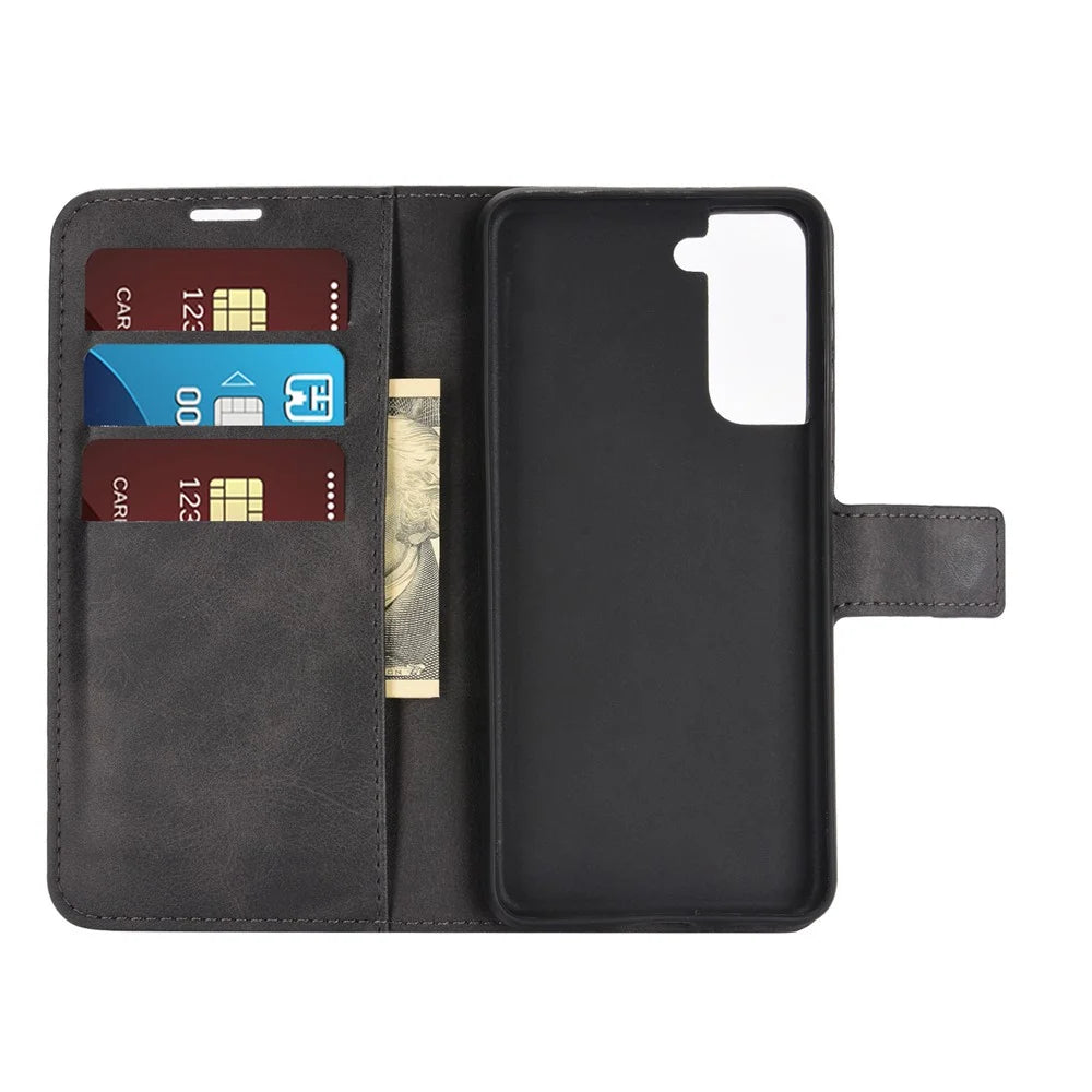 Magnetic Buckle Wallet Leather Phone Protective Shell for Samsung Galaxy S21 5G/S21 4G - Black - 2