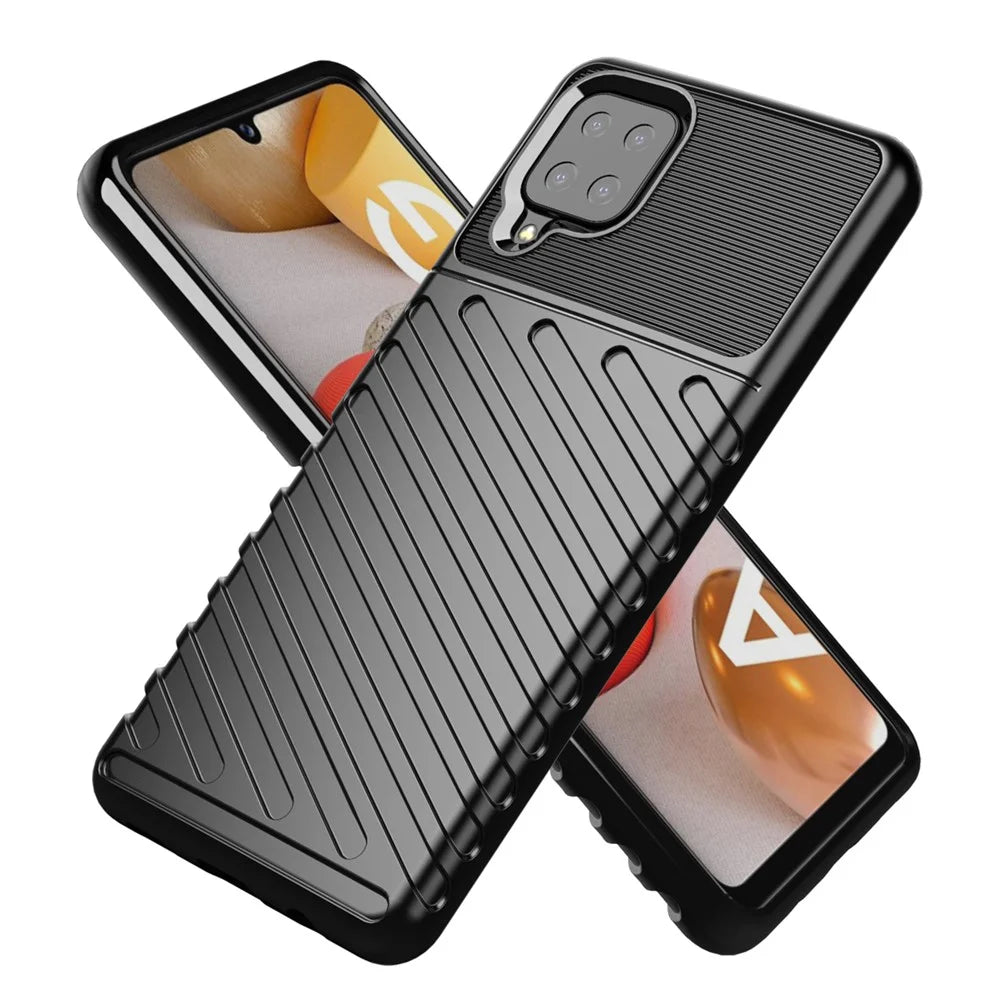 Thunder Series Twill Texture TPU Protection Case for Samsung Galaxy A12 - Black - 2