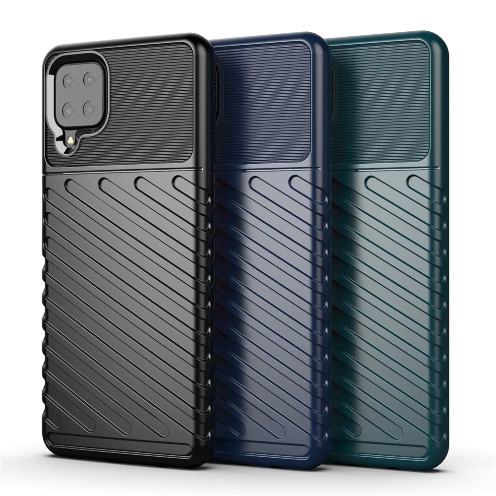 Thunder Series Twill Texture TPU Protection Case for Samsung Galaxy A12 - Black - 3