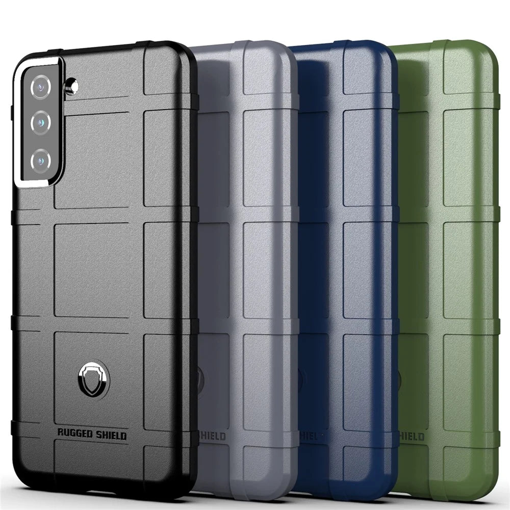 Rugged Shield Square Grid Texture TPU Phone Cover for Samsung Galaxy S21 4G/5G - Blue - 2