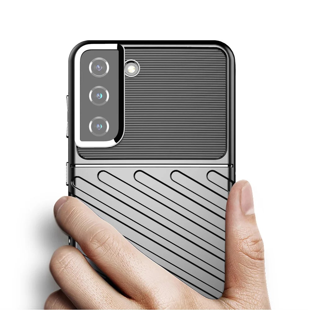 Thunder Series Twill Texture Soft TPU Phone Shell for Samsung Galaxy S21 Plus 5G - Black - 3