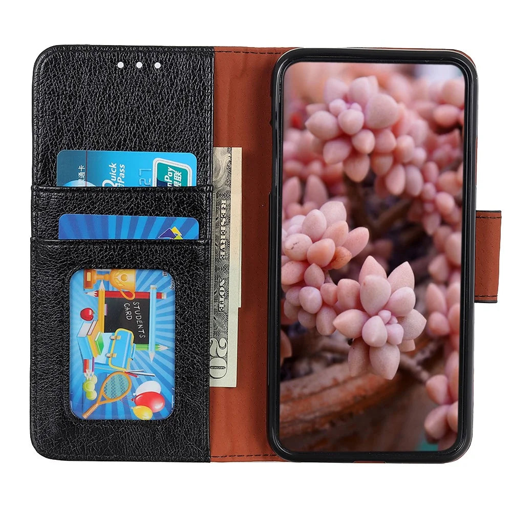Nappa Texture Split Leather Case for Samsung Galaxy A32 5G / M32 5G, Wallet Stand Shockproof Protective Cover - Black - 5