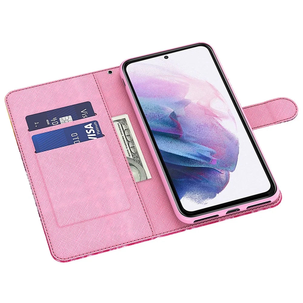 Stand Leather Case for Samsung Galaxy A32 5G / M32 5G Pattern Printing Cover with Lanyard - Cat and Tree - 2
