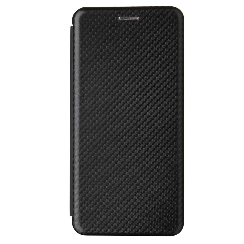 For Samsung Galaxy S21 4G/5G Carbon Fiber Auto-absorbed Leather Shell with Card Holder - Black - 3