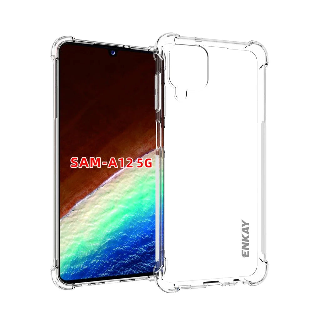 ENKAY HAT PRINCE 4 Corners Thickened Shockproof Clear TPU Case for Samsung Galaxy A12 - 1
