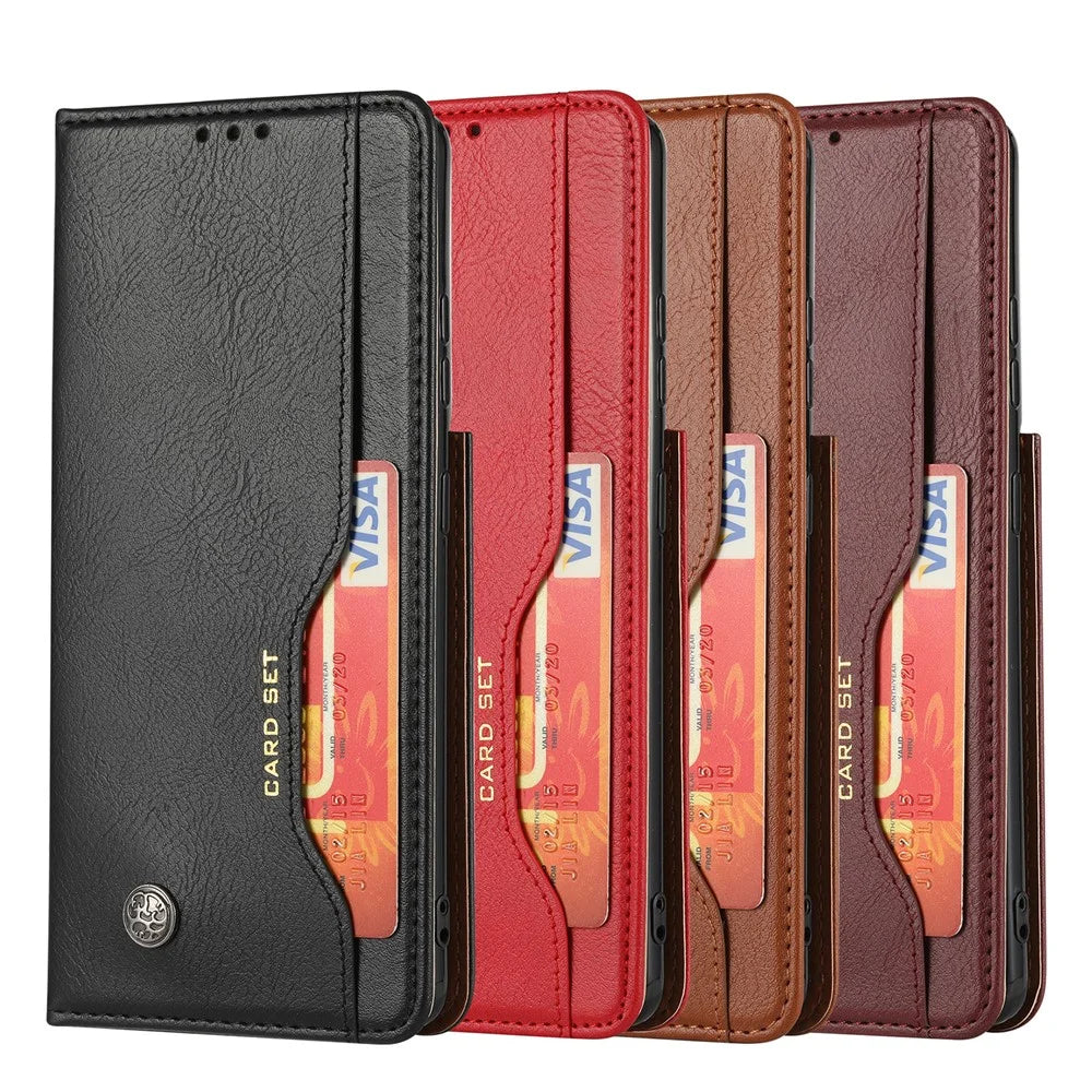 Auto-absorbed Wallet Leather Phone Shell for Samsung Galaxy S21 Ultra 5G - Black - 6