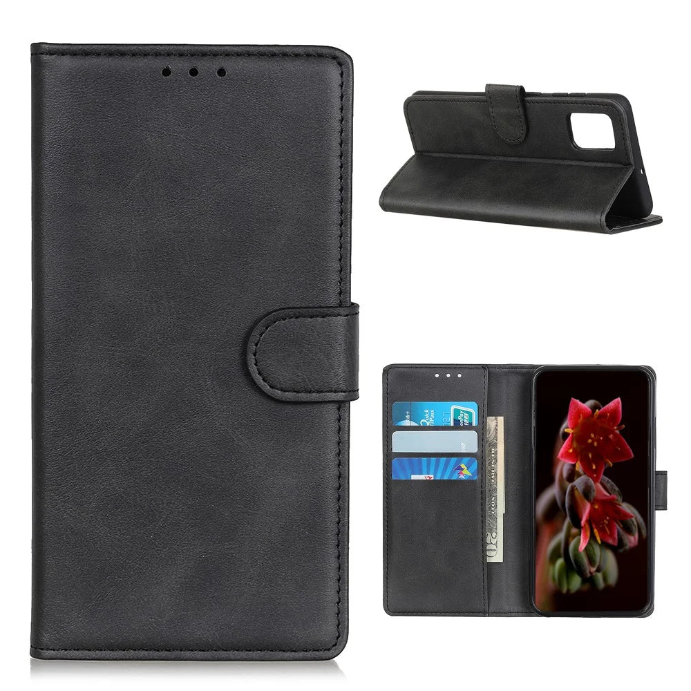 For Samsung Galaxy A52 4G/5G / A52s 5G Phone Case Shockproof Flip Cover Bi-color Leather Phone Protector with Stand Wallet - Black - 1
