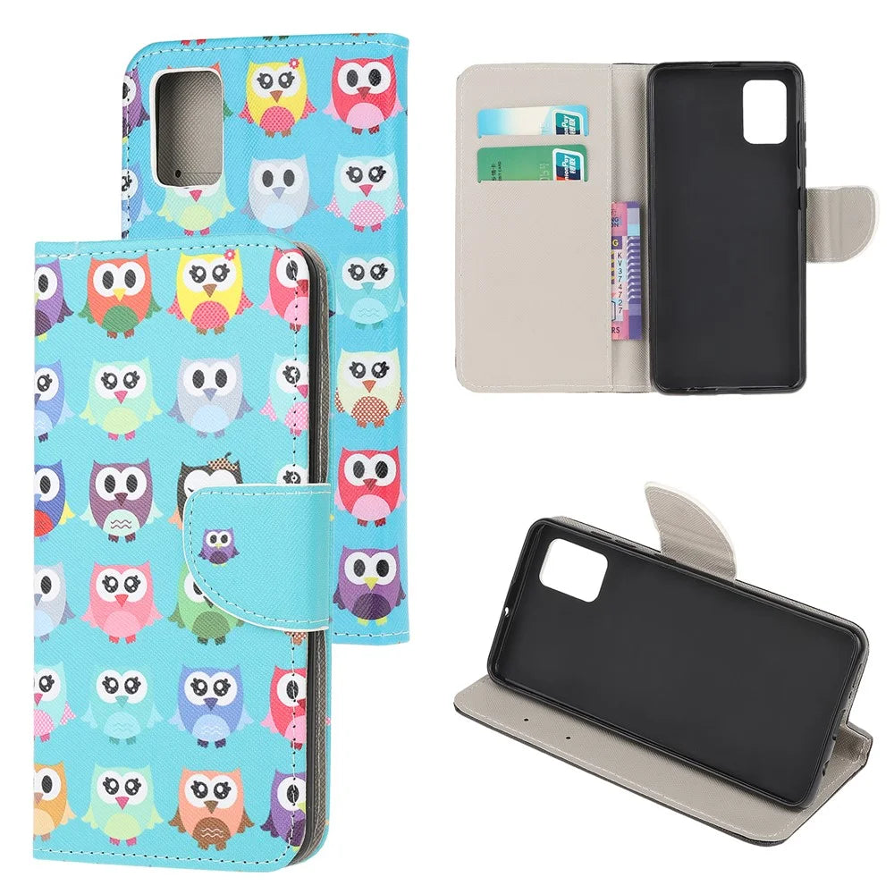 Printing Cross Texture Stand Protector for Samsung Galaxy A32 5G / M32 5G Leather Phone Cover - Owls - 1