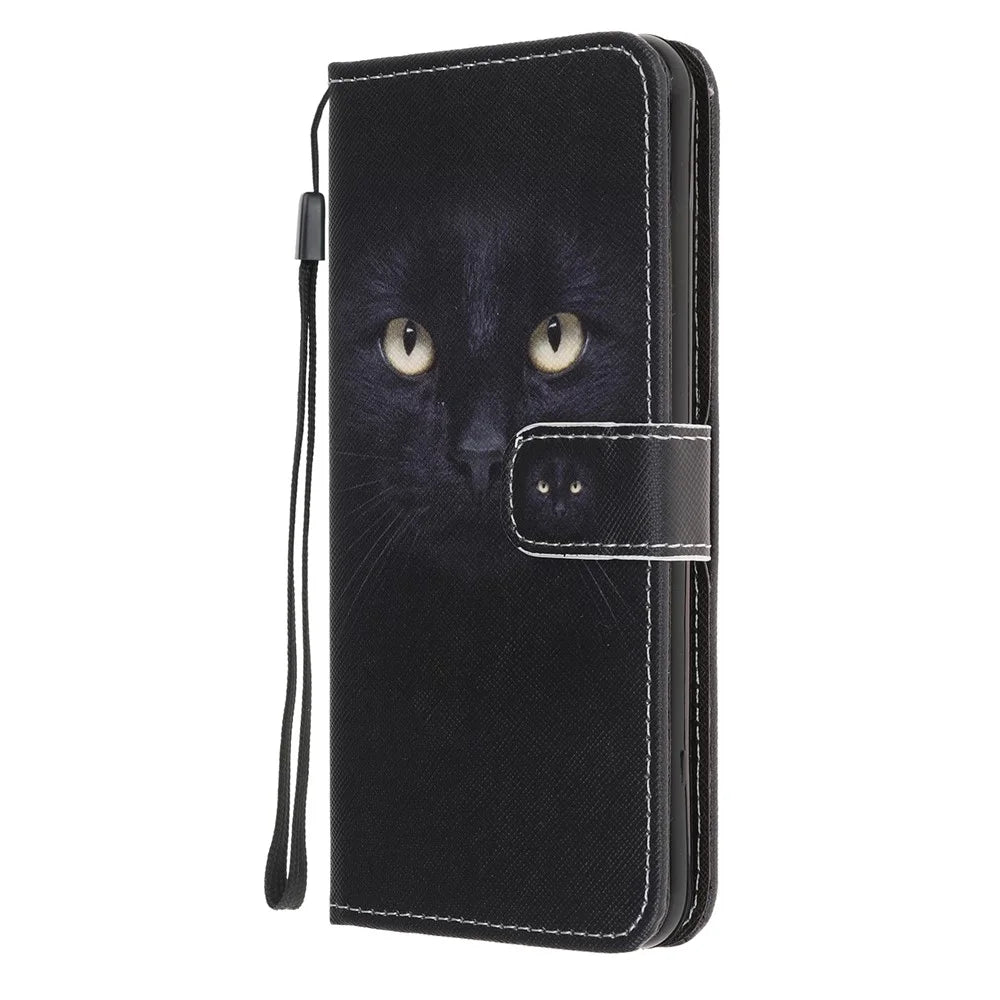 Pattern Protector for Samsung Galaxy A52 4G/5G / A52s 5G Cross Texture Leather Wallet Case - Cat Face - 2