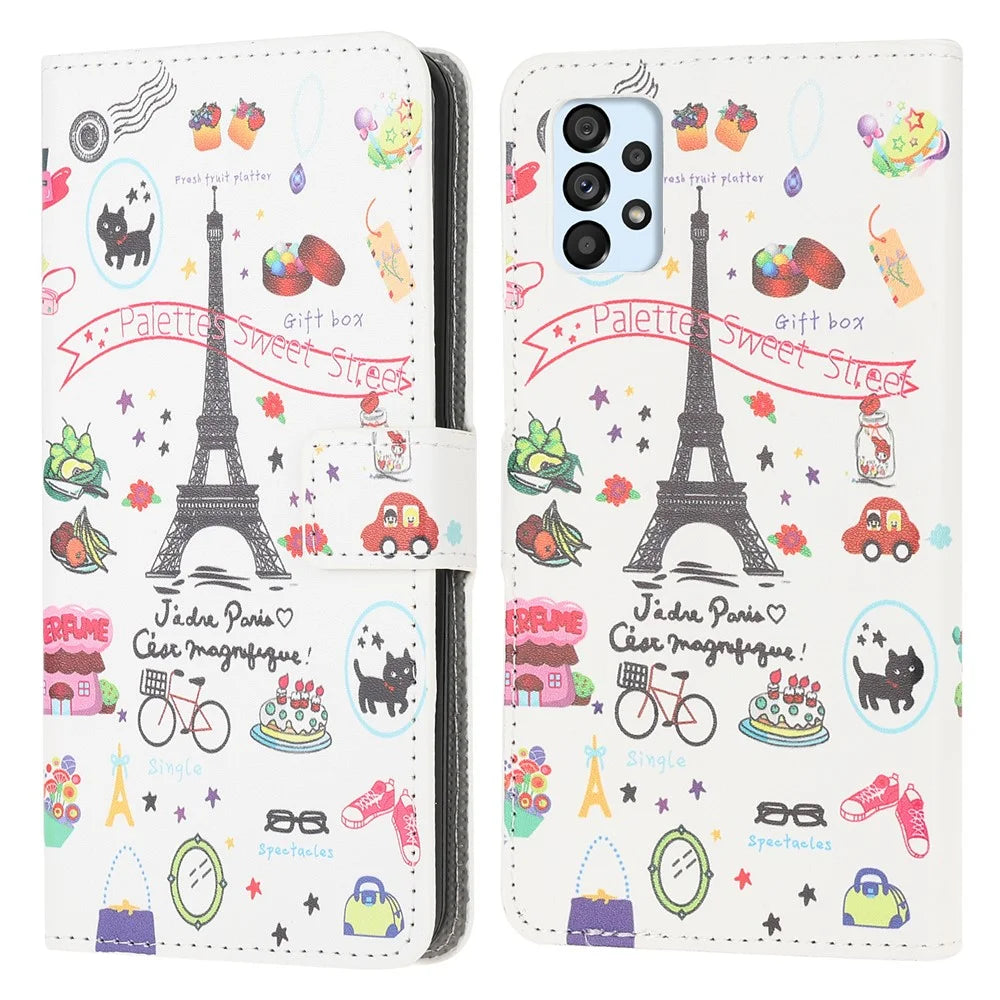 Pattern Printing Wallet Leather Phone Shell for Samsung Galaxy A52 4G/5G / A52s 5G Cell Phone Accessory - Tower - 1