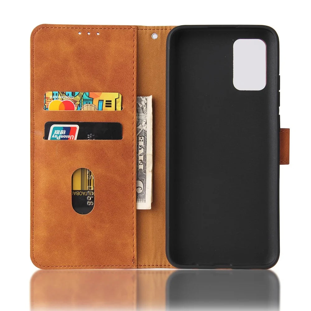 Wallet Stand Design Skin-feeling Wallet Leather Phone Case for Samsung Galaxy A02s (166.5mm) - Brown - 4