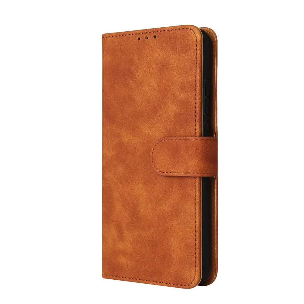 Wallet Stand Design Skin-feeling Wallet Leather Phone Case for Samsung Galaxy A02s (166.5mm) - Brown - 7