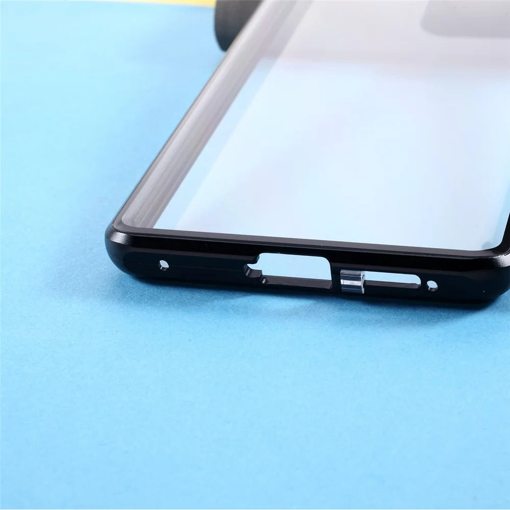 Magnetic Metal Frame Lock Installation with Double Side Tempered Glass Case (no Fingerprint Function but with Face Recognition Function) for Samsung Galaxy S21 Ultra 5G - Black - 7