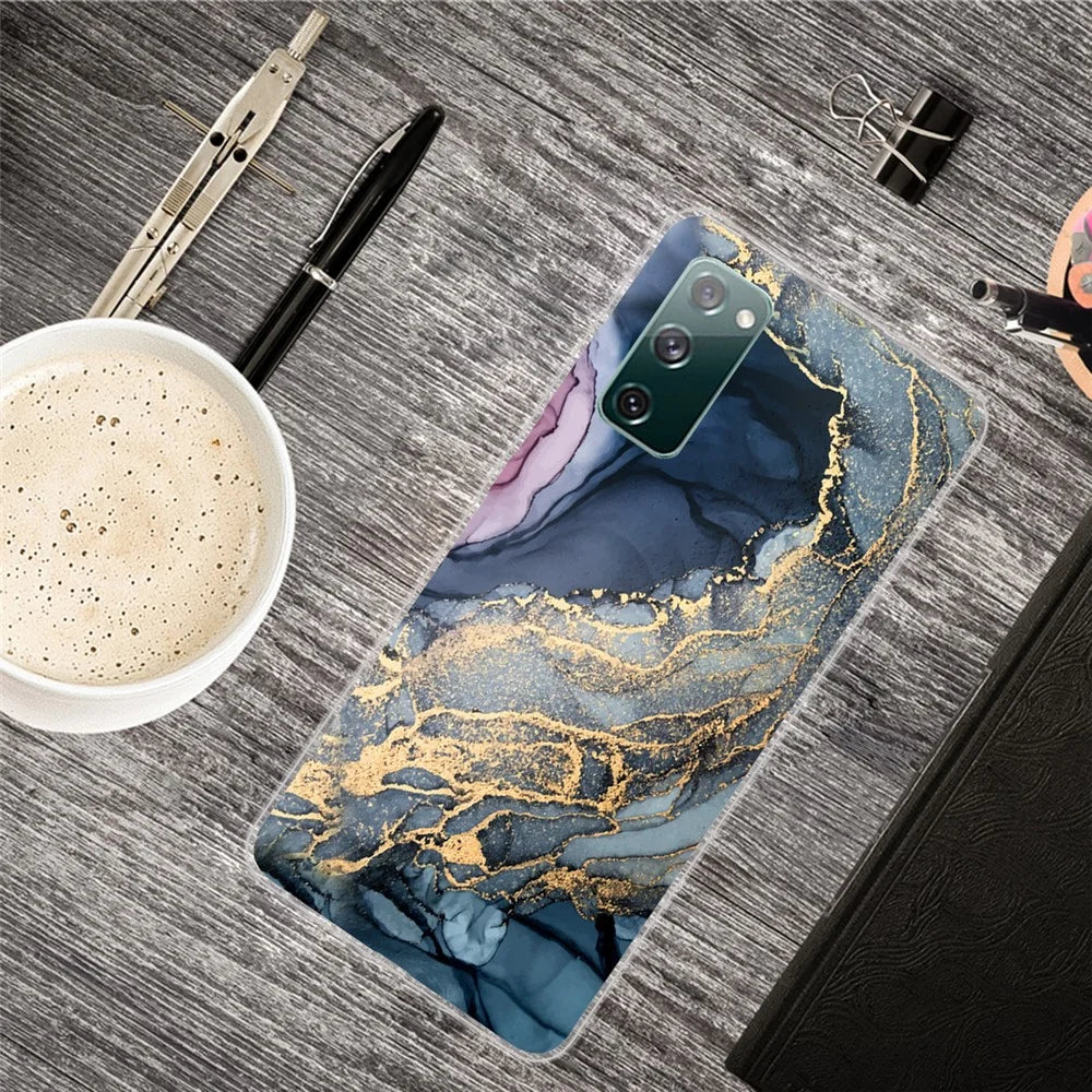 For Samsung Galaxy S20 FE 4G/5G/S20 Lite/S20 FE 2022 Shockproof TPU Case Marble Pattern Printed Phone Protector - Style A - 2