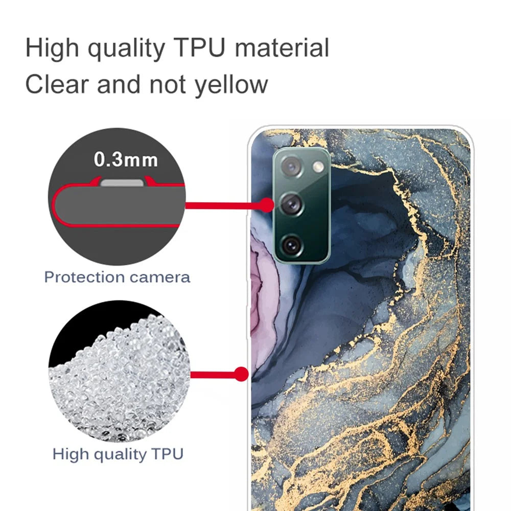 For Samsung Galaxy S20 FE 4G/5G/S20 Lite/S20 FE 2022 Shockproof TPU Case Marble Pattern Printed Phone Protector - Style A - 4