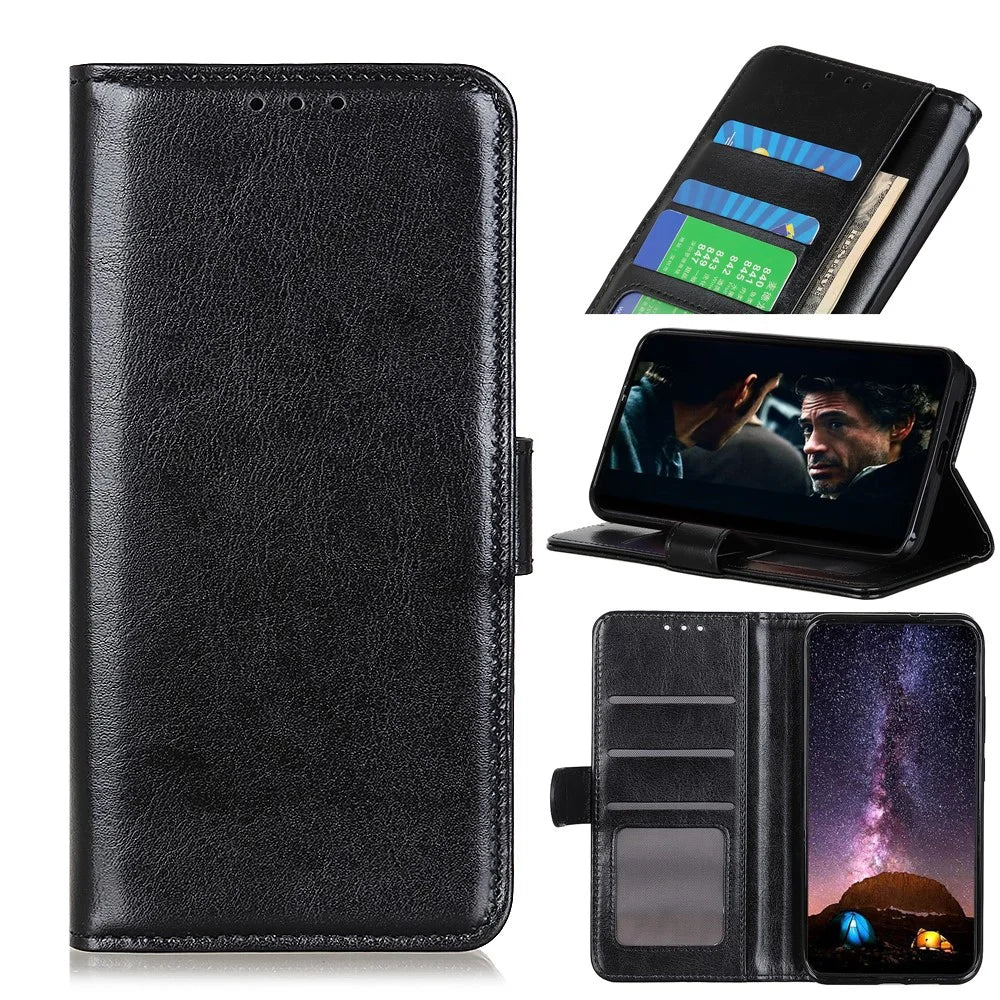 Crazy Horse Wallet Stand Leather Phone Protective Case for Samsung Galaxy A32 5G/M32 5G - Black - 1