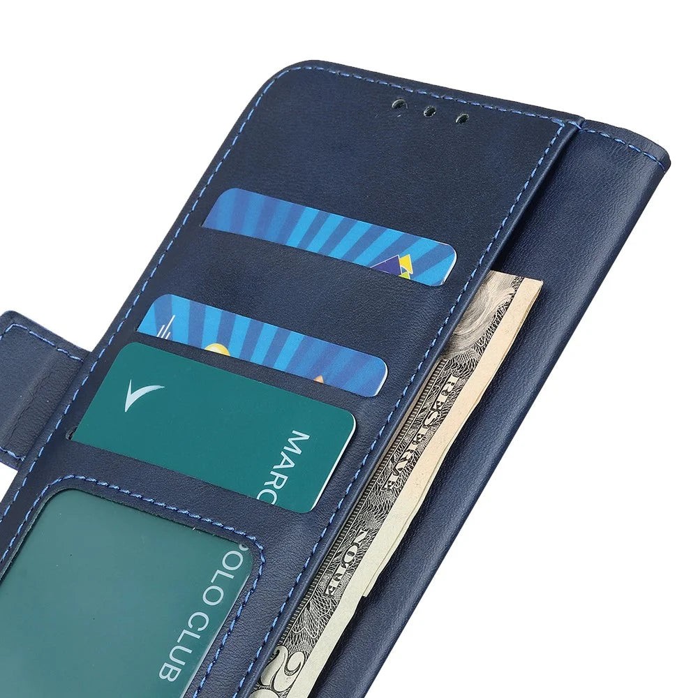 PU Leather Folio Case for Samsung Galaxy A32 5G/M32 5G, Stand Function Magnetic Flip Wallet Phone Cover - Blue - 4