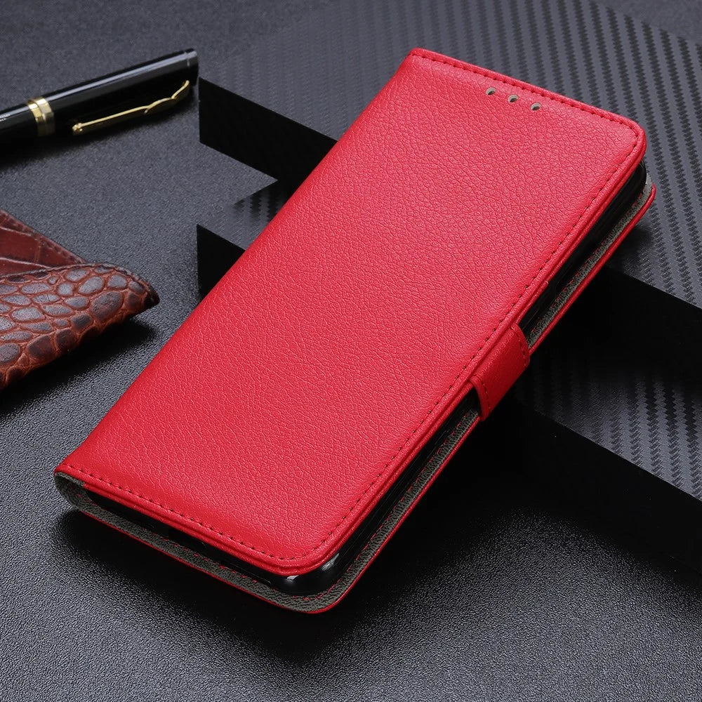 Litchi Skin PU Leather Drop Resistant Wallet Case Protector Protective Shell for Samsung Galaxy A52 4G/5G / A52s 5G - Red - 2