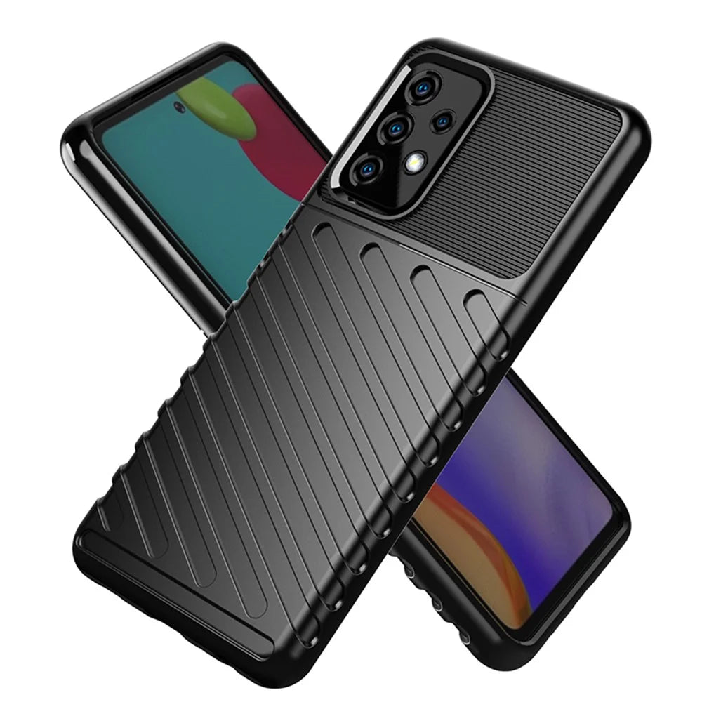 Thunder Series Shock Absorption Soft TPU Twill Texture Design Phone Shell for Samsung Galaxy A52 4G / 5G / A52s 5G - Black - 2