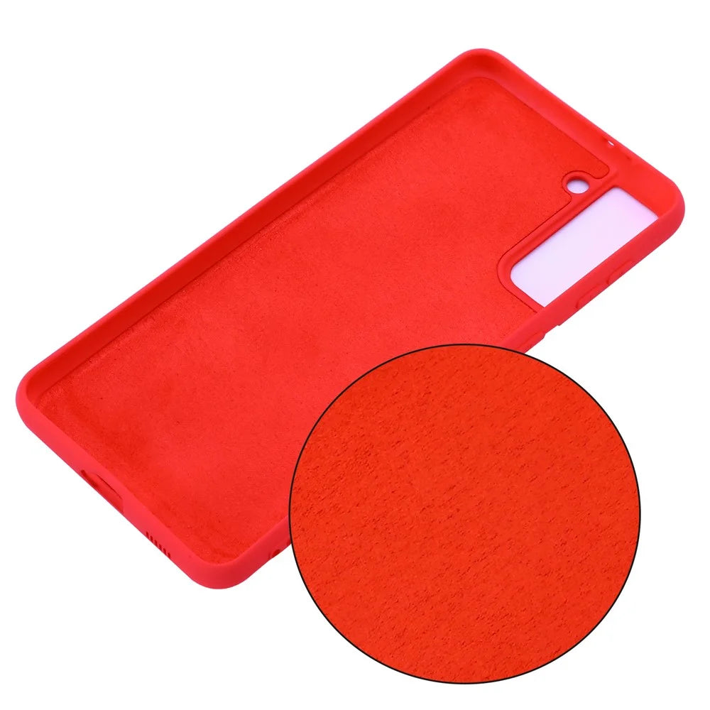 Anti-scratch Dustproof Shockproof Soft Liquid Silicone Phone Cover Smartphone Case for Samsung Galaxy S21+ 5G - Red - 3