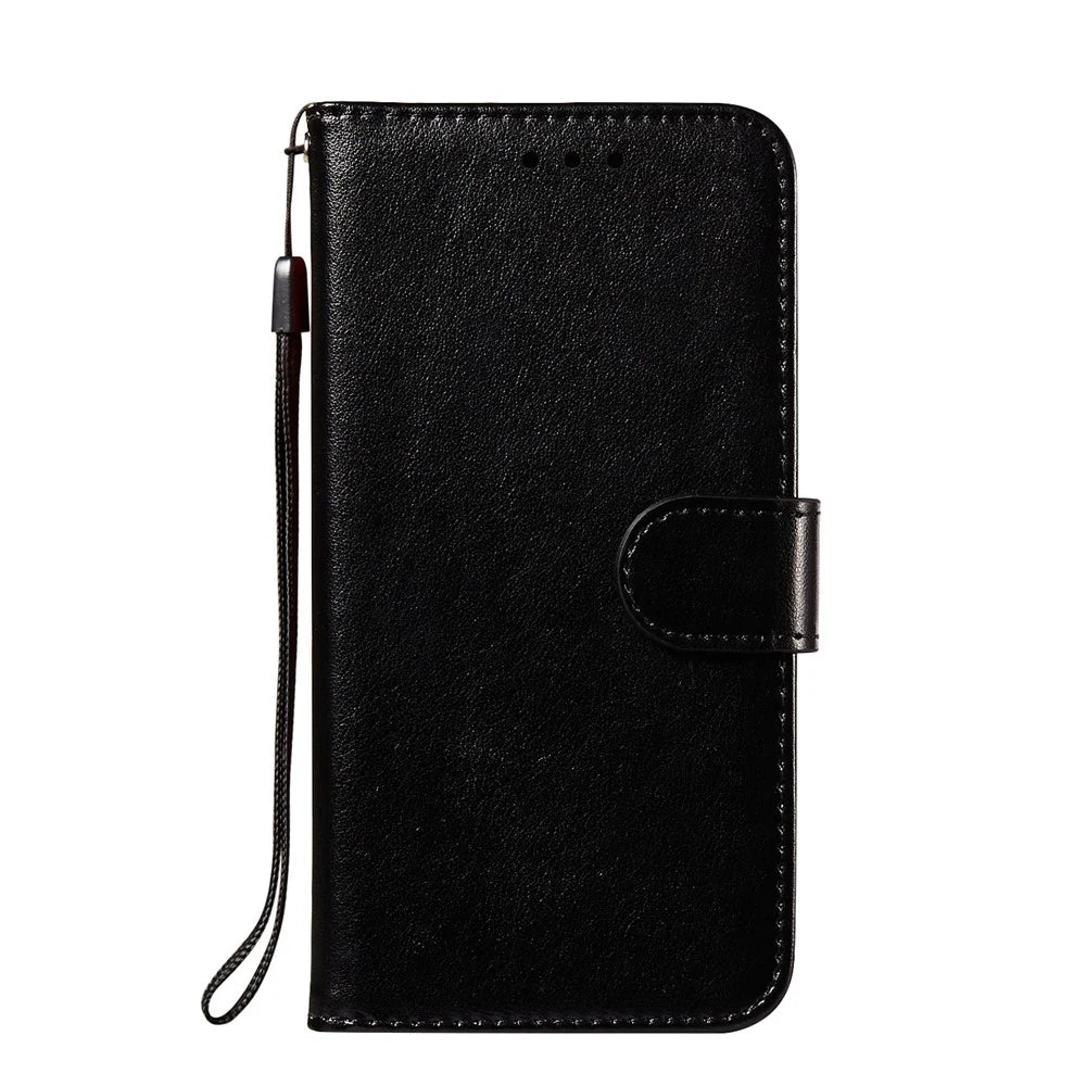 Dual-sided Magnetic Clasp Leather Wallet Stand Phone Case Shell for Samsung Galaxy S21+ 5G - Black - 2