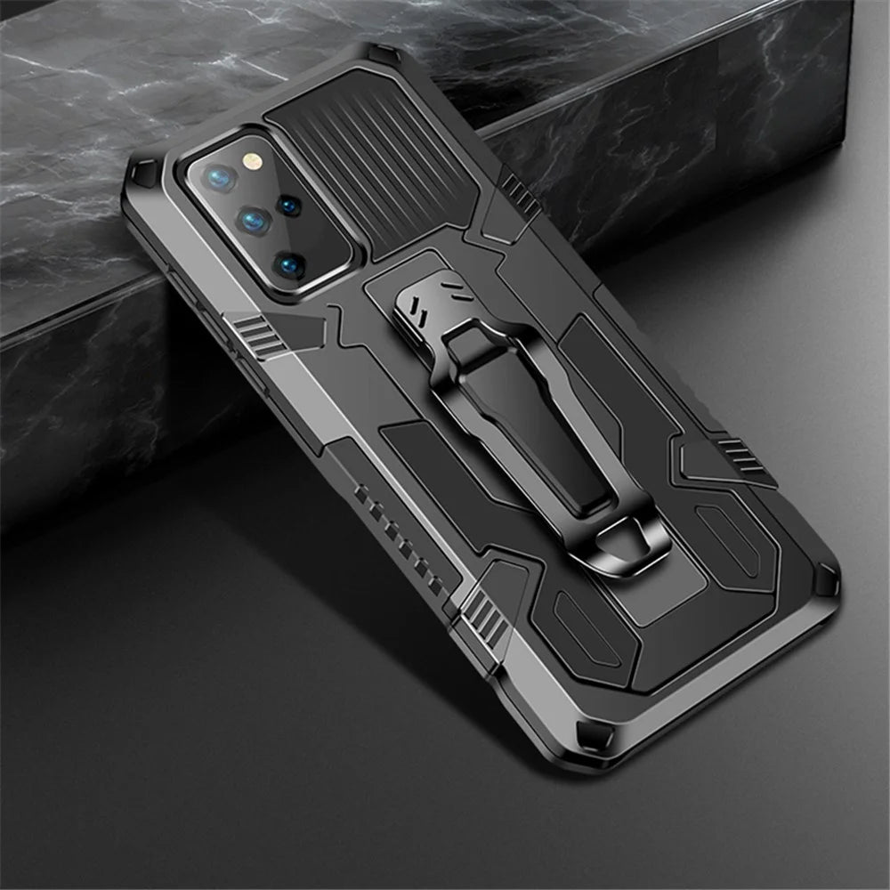 Back Clip Plastic + TPU Hybrid Case Kickstand Shell for Samsung Galaxy S20 FE 4G/FE 5G/S20 Lite/S20 FE 2022 - Black - 1