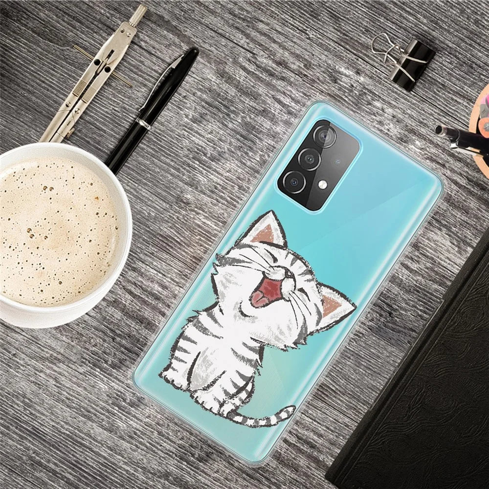 Pattern Printing Flexible TPU Phone Case for Samsung Galaxy A52 4G/5G / A52s 5G - Cat - 2