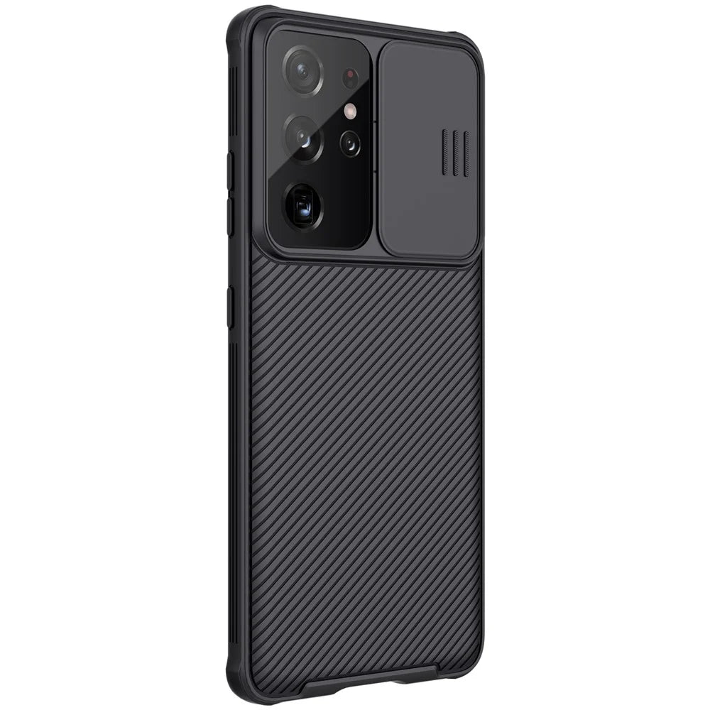 NILLKIN CamShield Pro Drop Resistant PC Panel + TPU Frame Cover Shell for Samsung Galaxy S21 Ultra 5G - Black - 6
