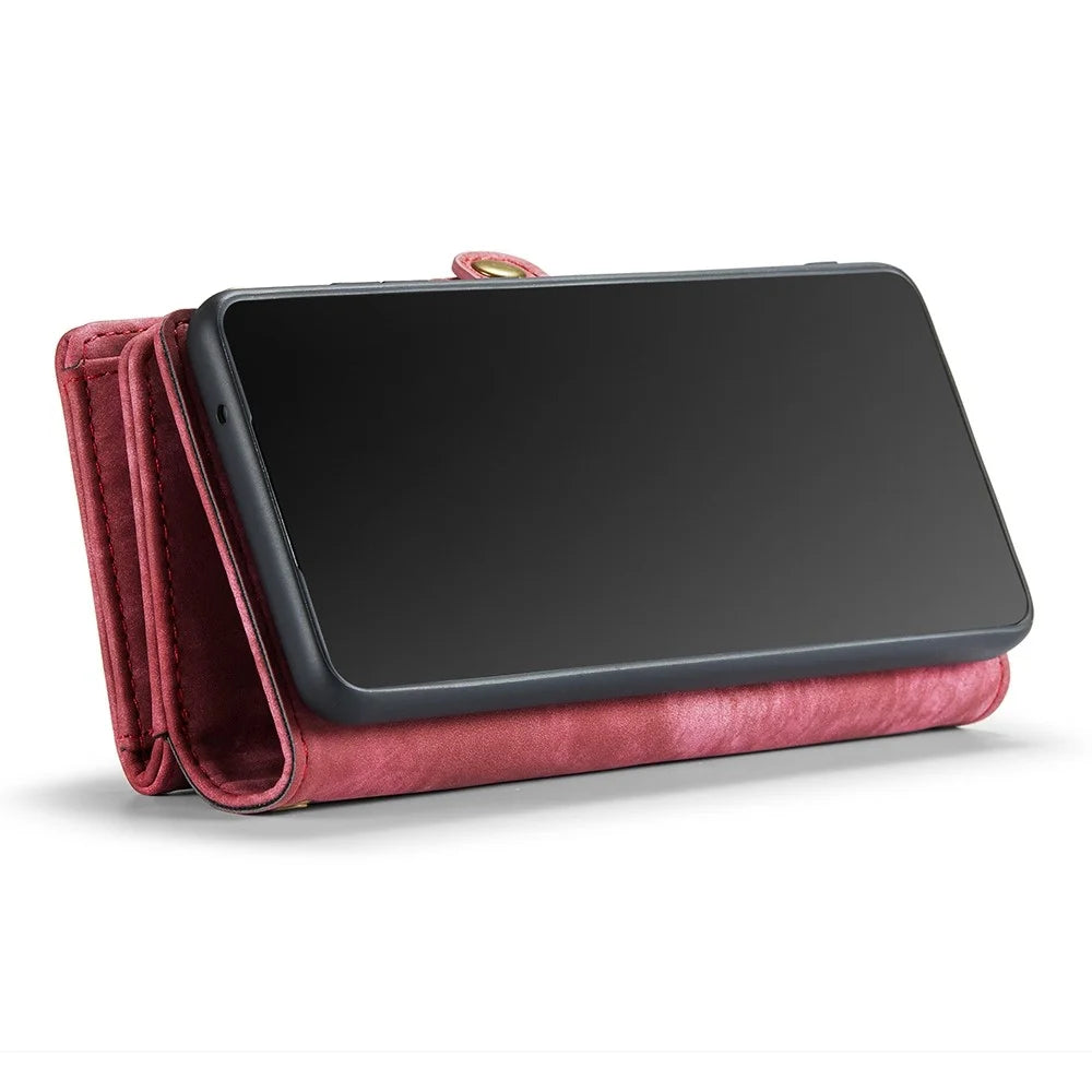CASEME 008 Series for Samsung Galaxy S21 4G / 5G Detachable Design Magnetic TPU+PU Leather Shell Phone Case Wallet Anti-scratch Phone Cover - Red - 6