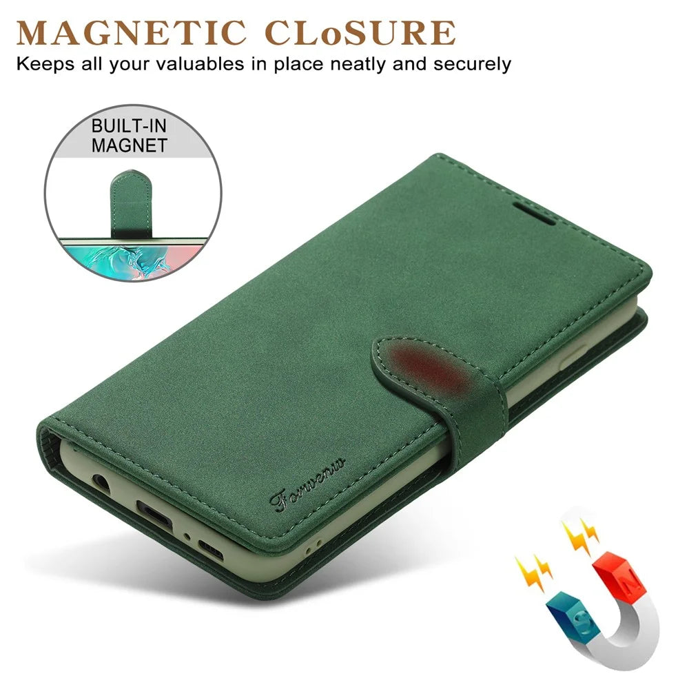 FORWENW F1 Series Full Protection Leather Wallet Stand Cover Case for Samsung Galaxy S21 Plus 5G - Green - 4