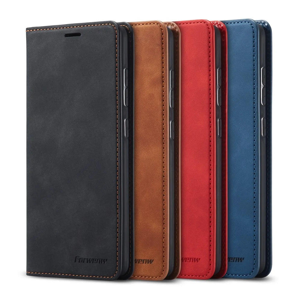 FORWENW Fantasy Series Wallet  Leather Phone Stand Case for Samsung Galaxy S21 4G/5G - Black - 7