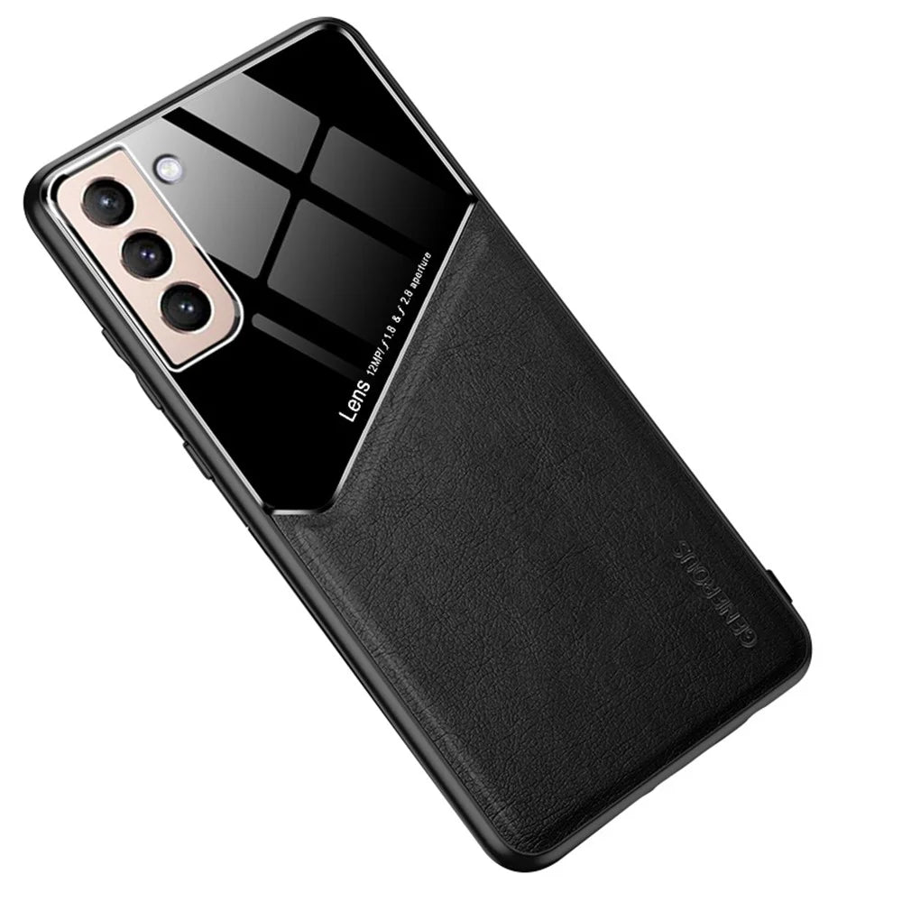Built-in Magnetic Metal Sheet PC + TPU Hybrid Phone Case for Samsung Galaxy S21 4G / 5G - Black - 1