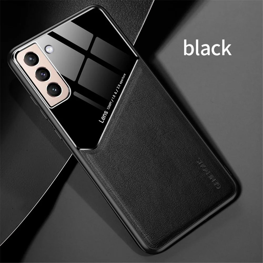 Built-in Magnetic Metal Sheet PC + TPU Hybrid Phone Case for Samsung Galaxy S21 4G / 5G - Black - 2