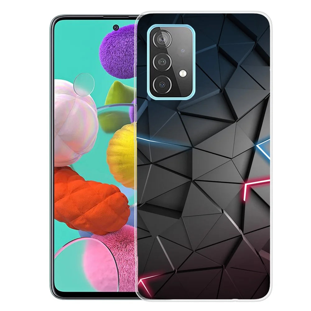 Pattern Printing TPU Phone Case for Samsung Galaxy A32 5G/M32 5G - Black/Triangle - 1