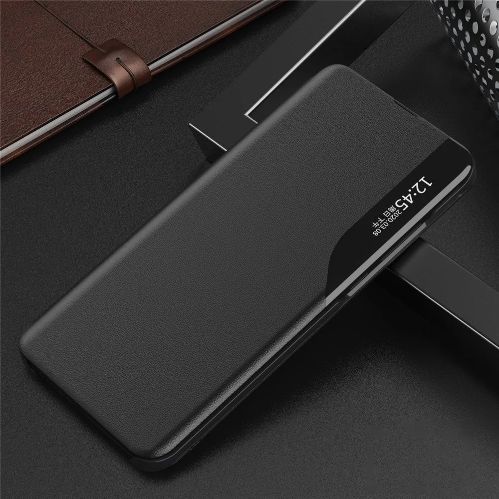 Case View Window PU Leather Stand Cover for Samsung Galaxy S21 Ultra 5G - Black - 2