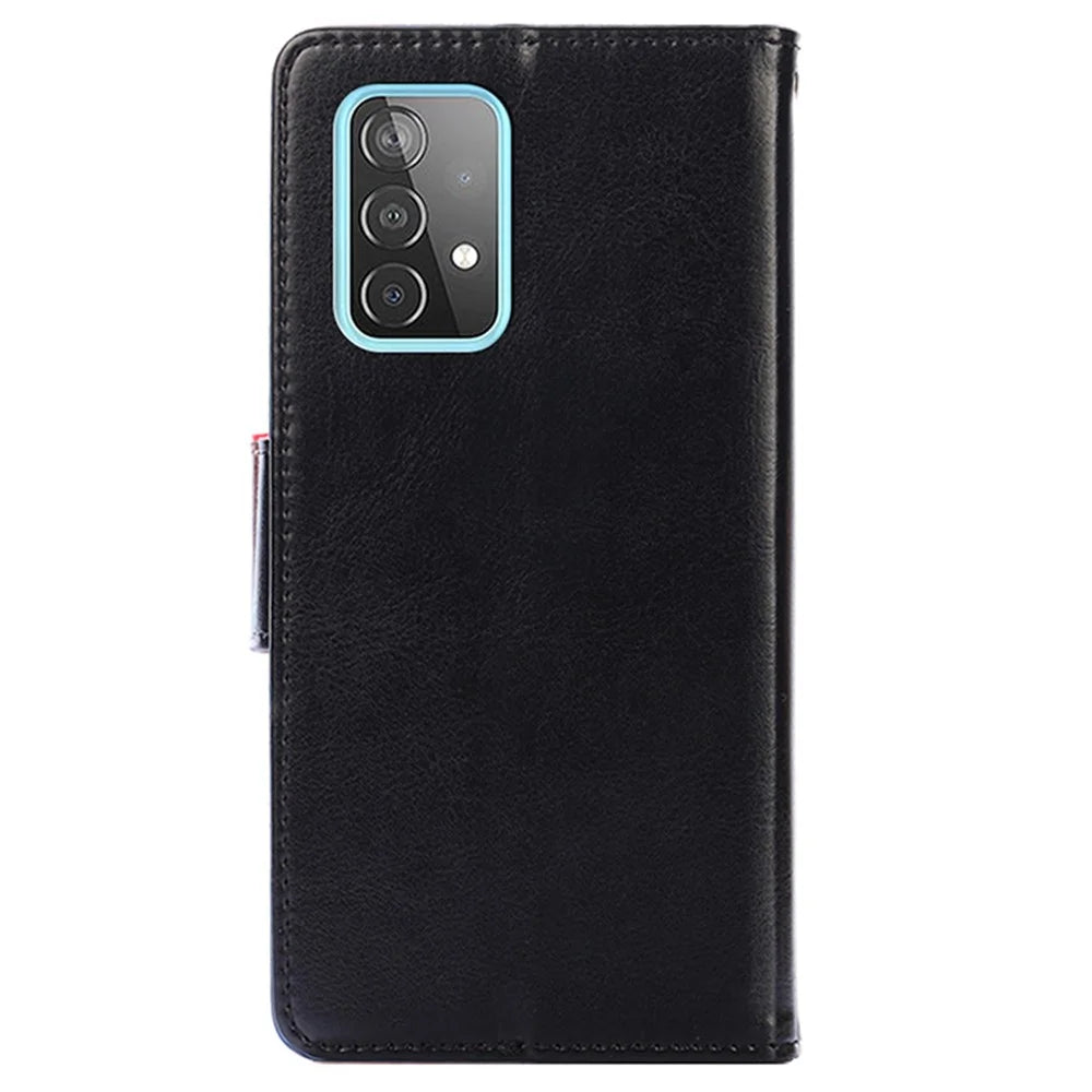 Wallet Textured Leather Stand Phone Shell for Samsung Galaxy AA52 4G/5G / A52s 5G - Black - 3