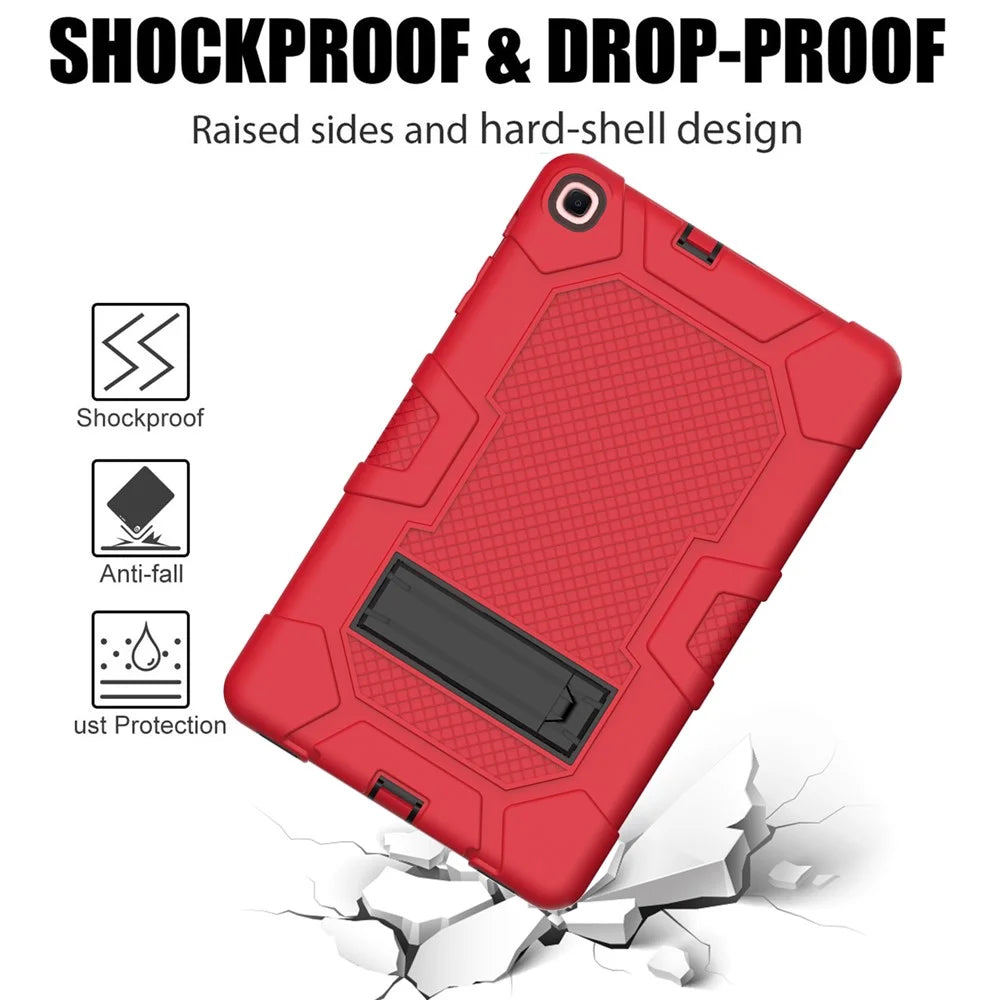 PC + TPU + Silicone Contrast Color Design Tablet Case Cover with Slide-Out Kickstand for Samsung Galaxy Tab A 10.1 (2019) - Red/Black - 4