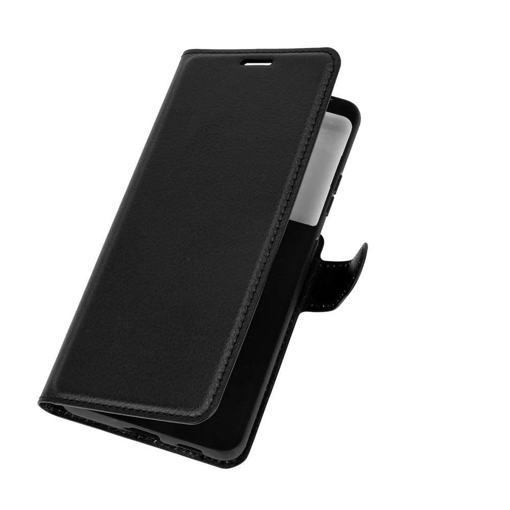 Litchi Texture Leather Phone Protective Cover with Wallet Stand Design for Samsung Galaxy S21 Ultra 5G - Black - 6