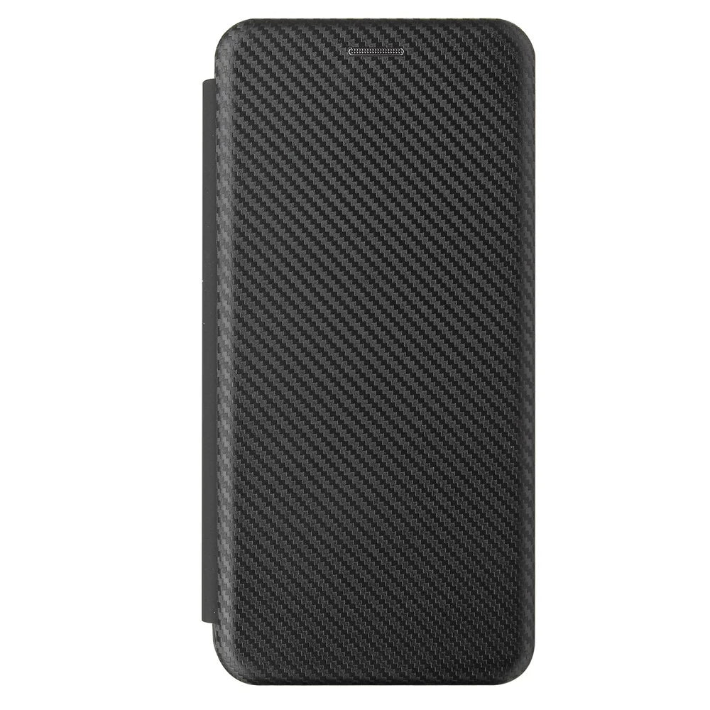 Anti-scratch Carbon Fiber Texture Auto-absorbed Leather Cover for Samsung Galaxy A02s (164.2mm) Stand Shell - Black - 3