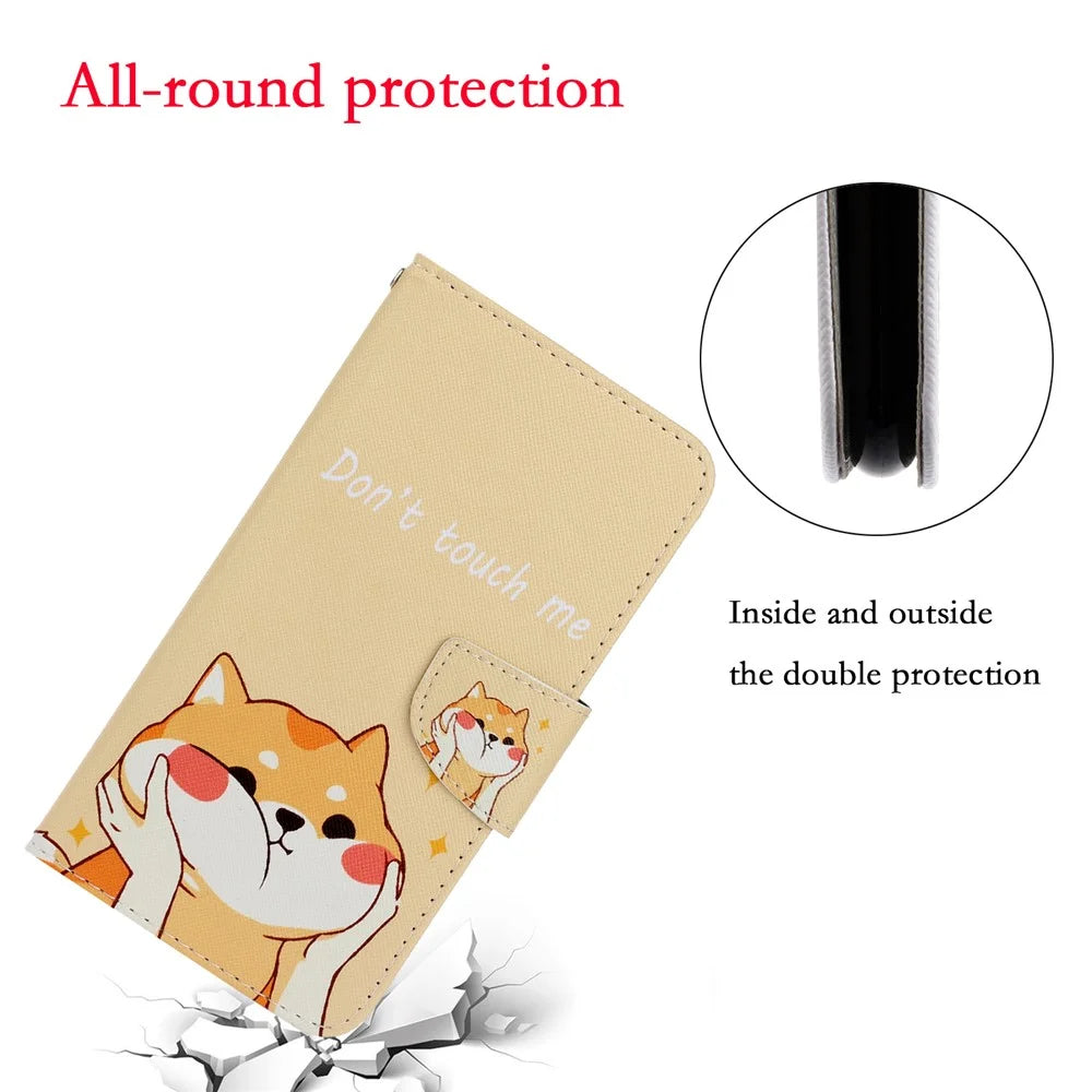 TPU + PU Leather Wallet Stand Phone Case with Lanyard for Samsung Galaxy A72 5G / A72 4G - Cat - 5