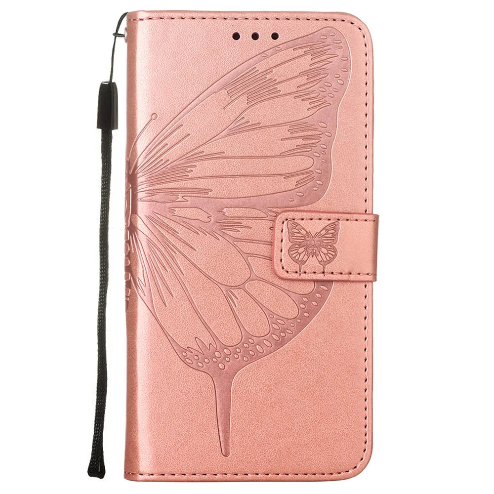 Imprint Butterfly Flower Pattern Wallet Stand Leather Case for Samsung Galaxy A52 4G/5G / A52s 5G - Rose Gold - 2