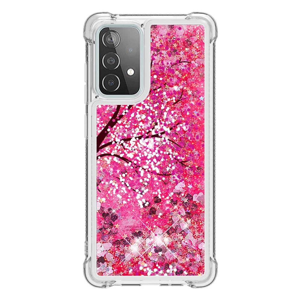 Patterned Quicksand Shockproof Protector for Samsung Galaxy A52 4G/5G / A52s 5G TPU Shell - Flower - 2