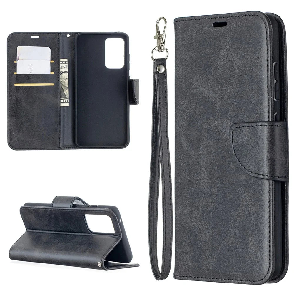 PU Leather Wallet Stylish Smartphone Case for Samsung Galaxy A52 4G/5G / A52s 5G - Black - 1