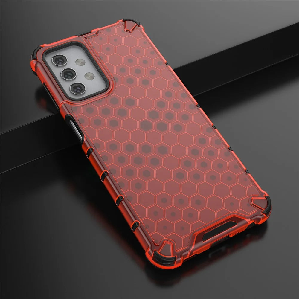 For Samsung Galaxy A32 5G Honeycomb Pattern Shock-proof TPU + PC Combo Case - Red - 4